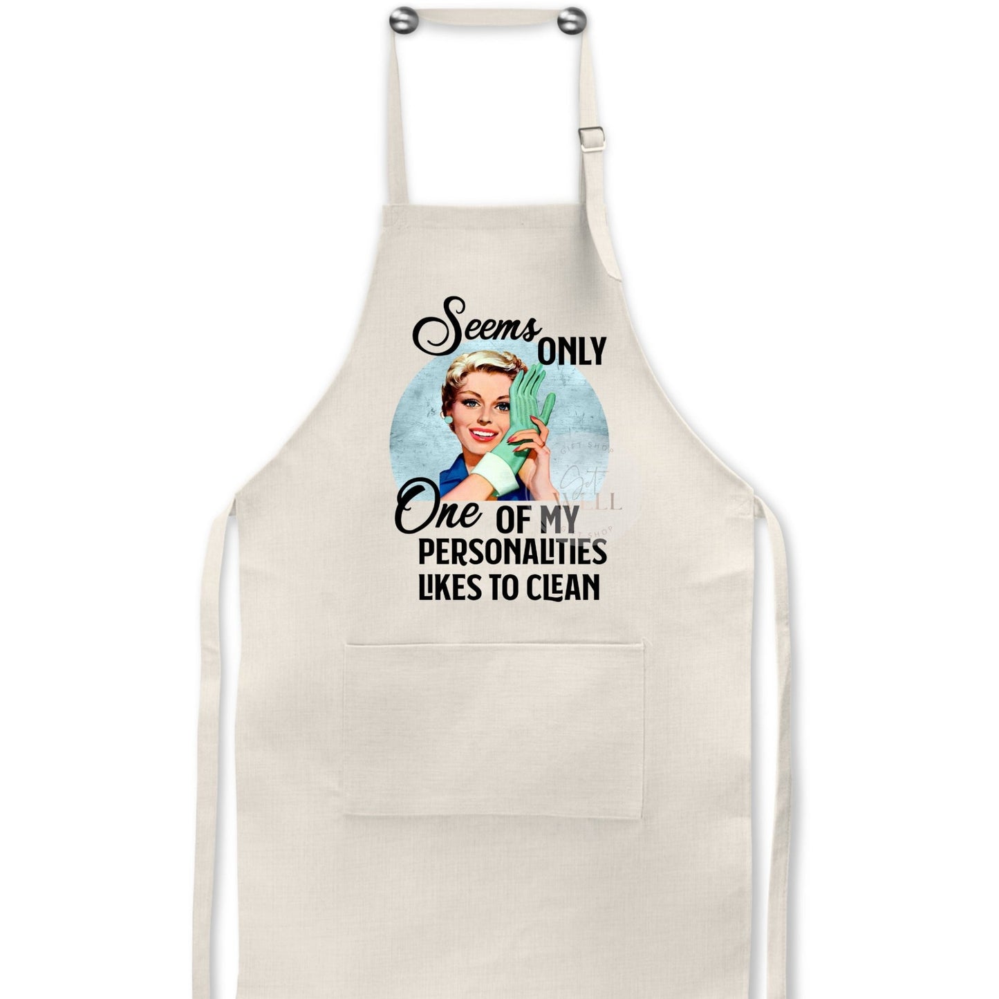 Seems Only One Of My Personalities Likes To Clean - Retro Housewife Linen Apron - Jammin Threads
