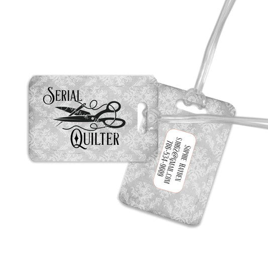 Serial Quilter - Funny personalized luggage tag for quilters - Jammin Threads