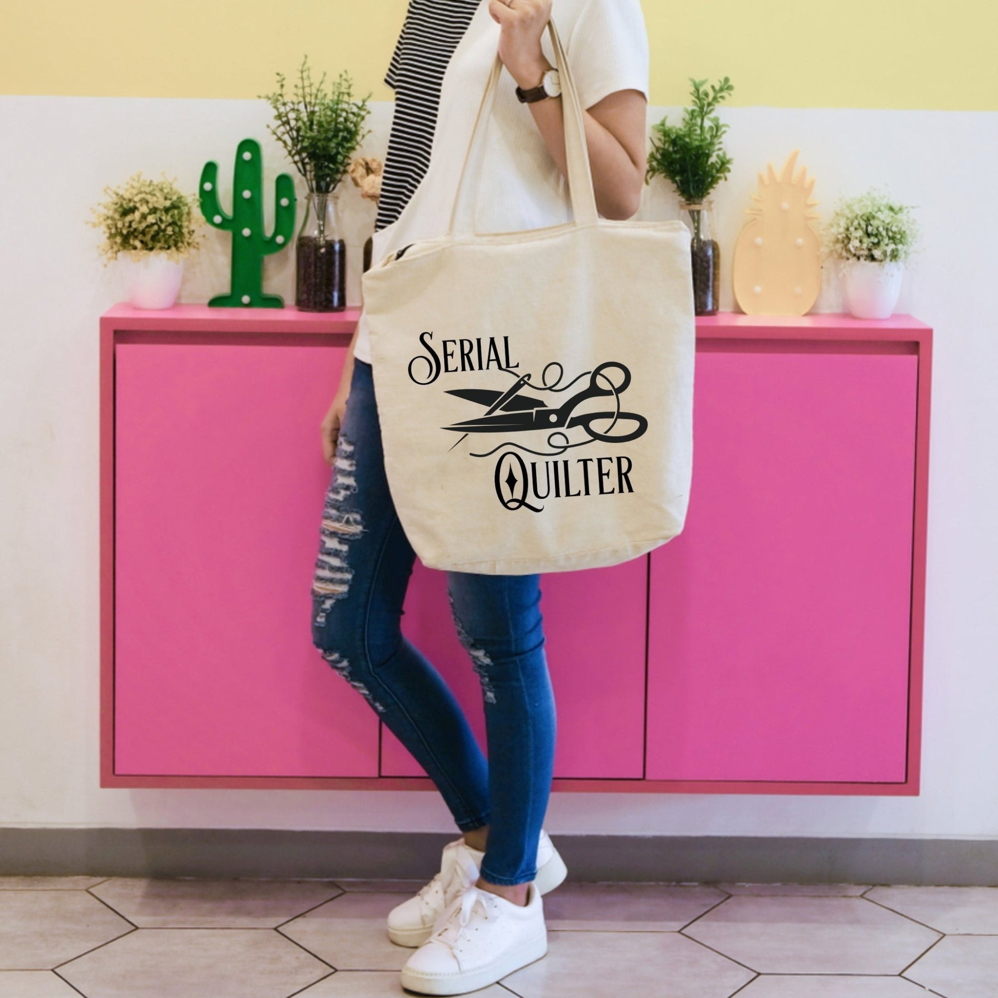 Serial Quilter Tote Bag. Personalized quilting tote bag - Jammin Threads