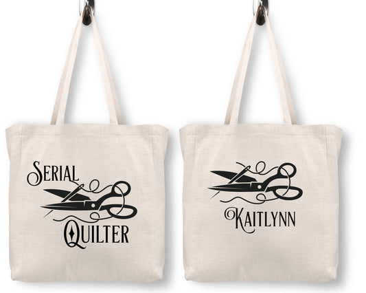 Serial Quilter Tote Bag. Personalized quilting tote bag - Jammin Threads