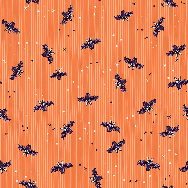 Starlight Spooks Bats. Halloween Quilt Fabric by Elena Amo for Paintbrush Studios - Jammin Threads