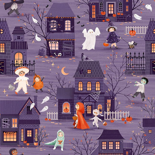 Starlight Spooks Halloween Night. Quilt Fabric by Elena Amo for Paintbrush Studios - Jammin Threads