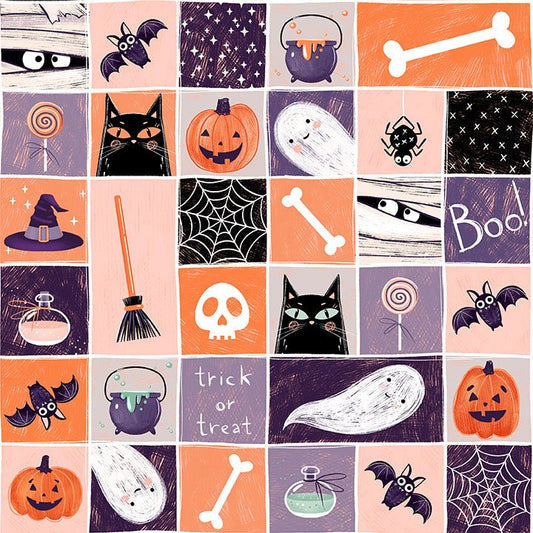 Starlight Spooks Trick or Treat Boxers. Quilt Fabric by Elena Amo for Paintbrush Studios - Jammin Threads