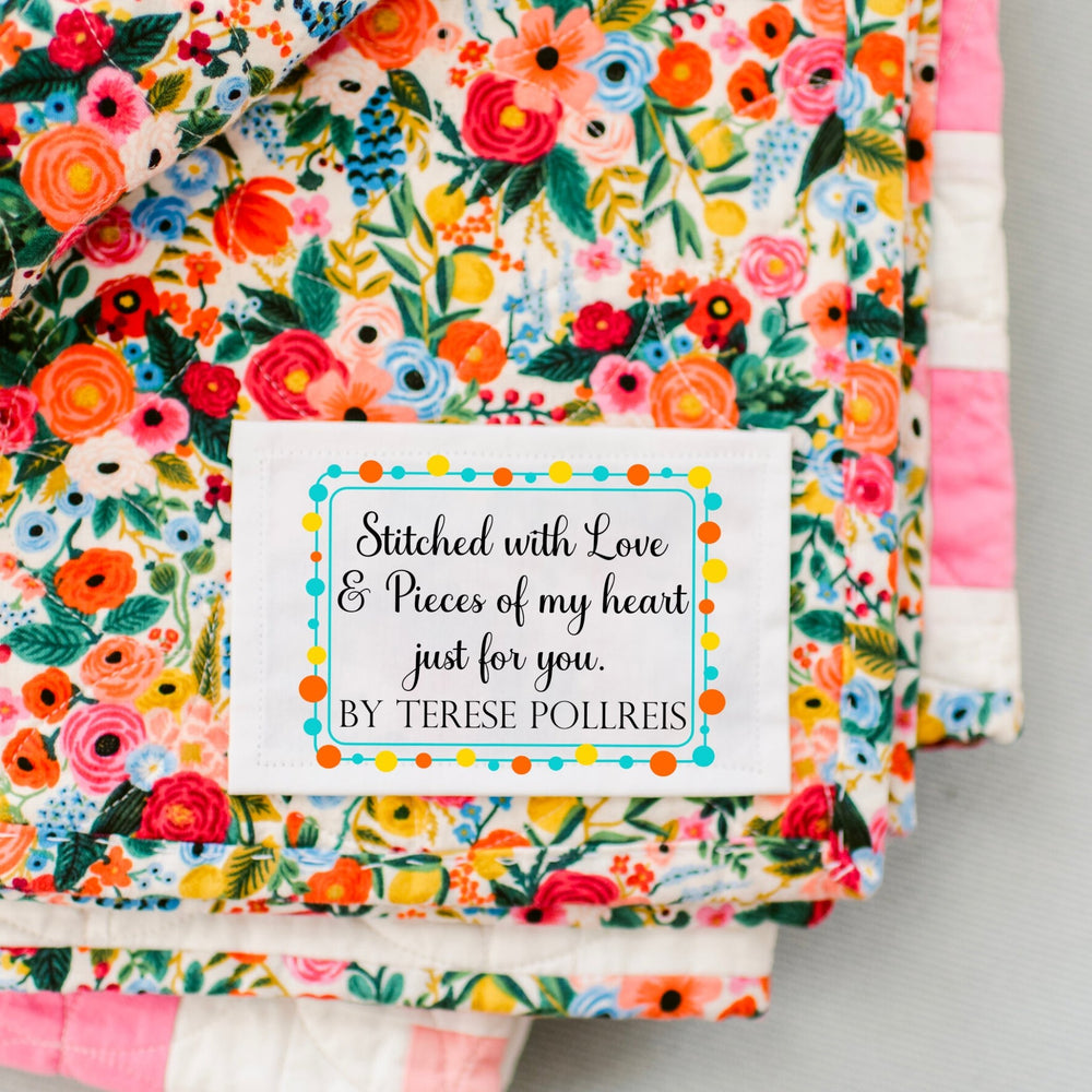 Personalized Quilt Labels | Stitched With Love and Pieces of My Heart | Custom Quilt Label Sheet - Jammin Threads