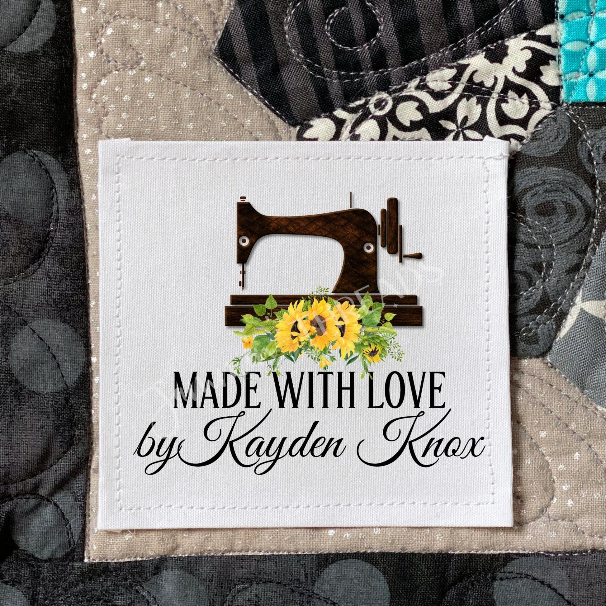 Sunflower Sewing Machine - Floral, Personalized Quilt Labels - Jammin Threads