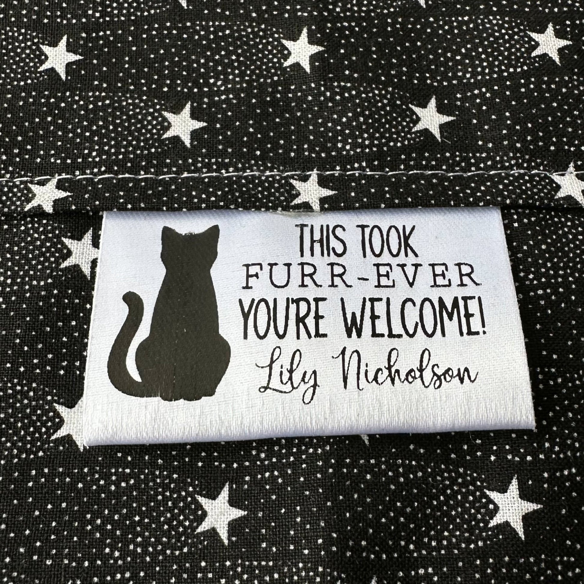 This took Furr-Ever. You're Welcome. Funny, Cat Personalized satin tags and labels - Jammin Threads