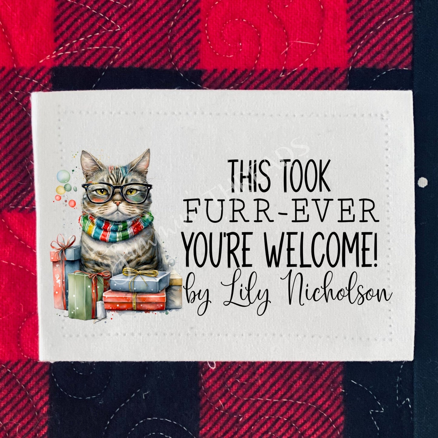 This Took Furrr-ever ~ Christmas, Cat Quilt Labels - Jammin Threads