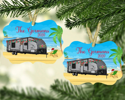 Travel Trailer Beach Camper Ornament - Jammin Threads