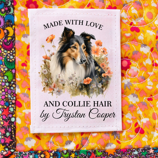 Tri-Color Collie - Made With Love - Personalized Quilt Labels - Jammin Threads