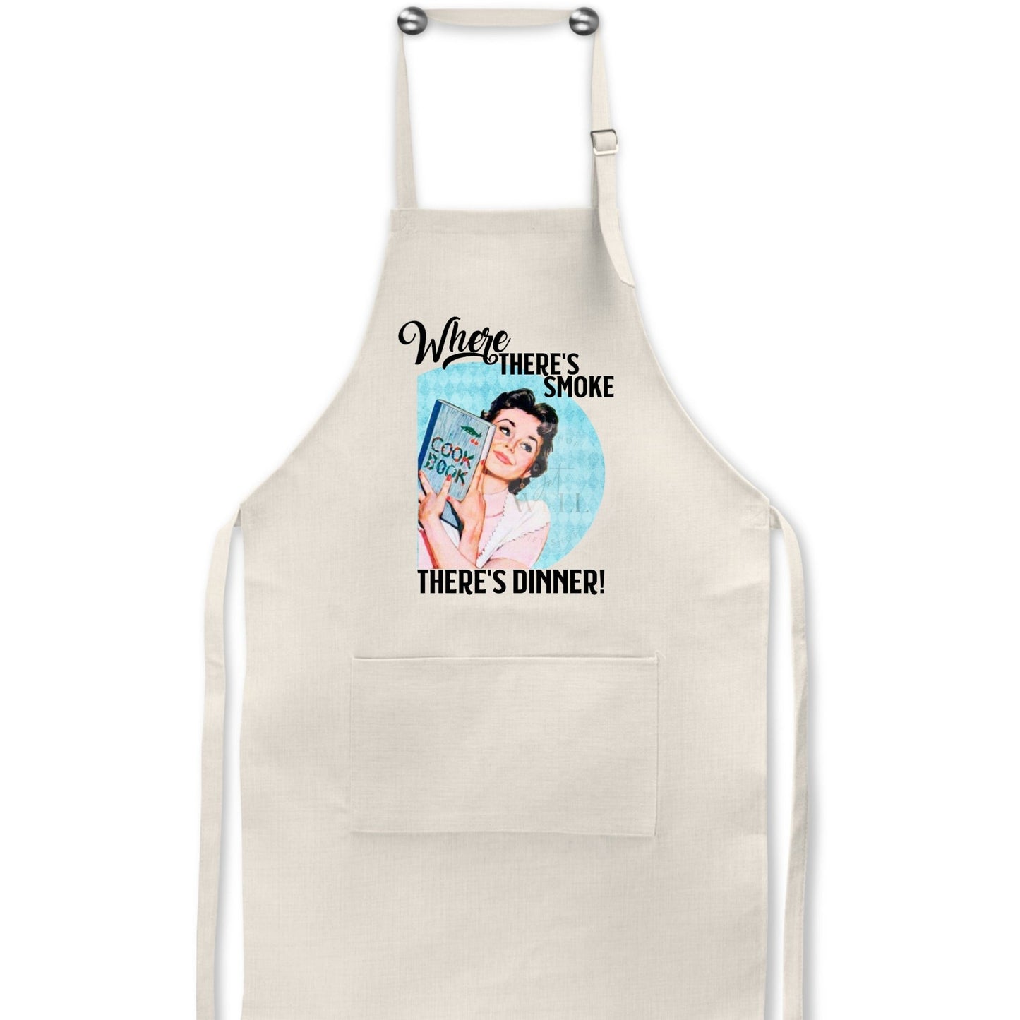 Where There's Smoke There's Dinner - Retro Housewife Linen Apron - Jammin Threads