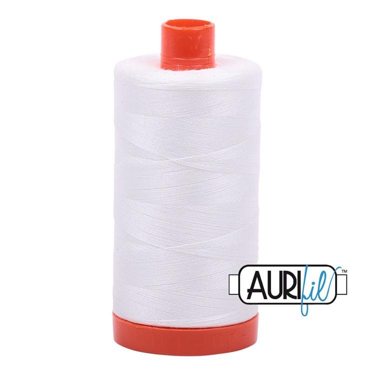 White - 50wt Aurifil Natural White 100% Cotton Mako Thread Aurifil #MK50-2021 - Jammin Threads