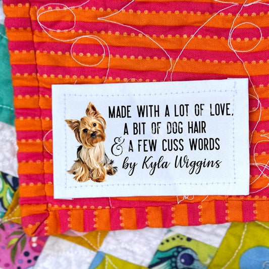 Yorkshire Terrier Quilt Labels - Personalized Yorkie Quilt Labels - Jammin Threads